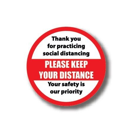 Ergomat 16in CIRCLE SIGNS Thank you for practicing social distancing DSV-SIGN 256 #6213 -UEN